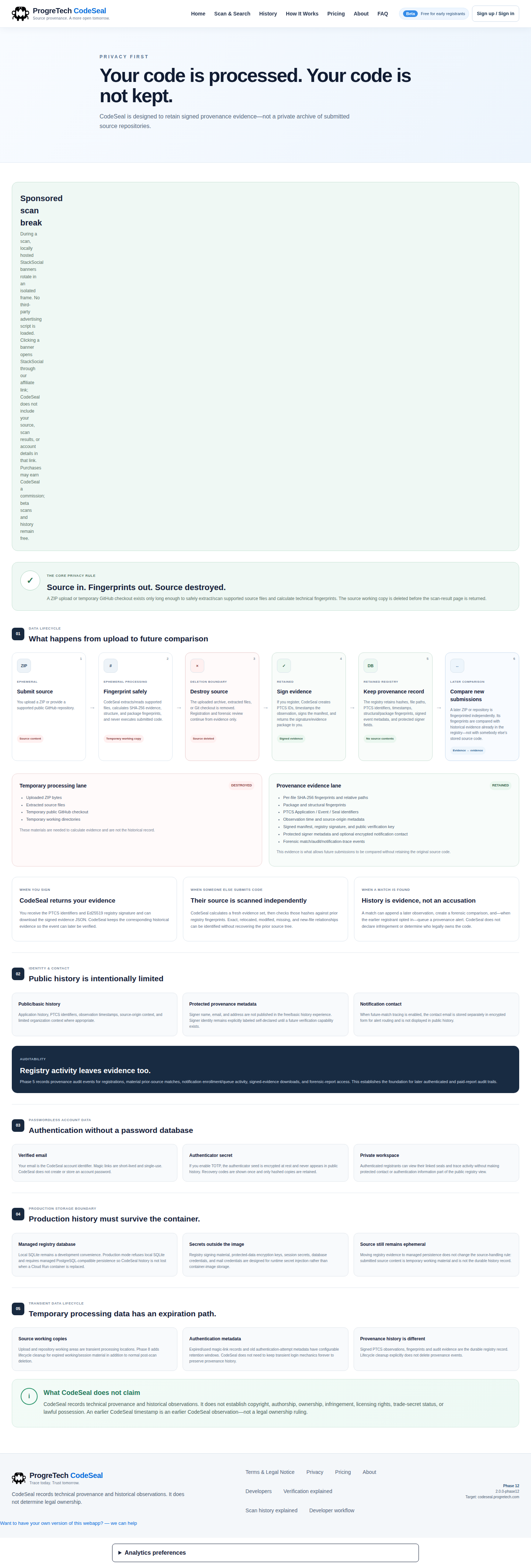 Actual hosted CodeSeal public reference: privacy-1440