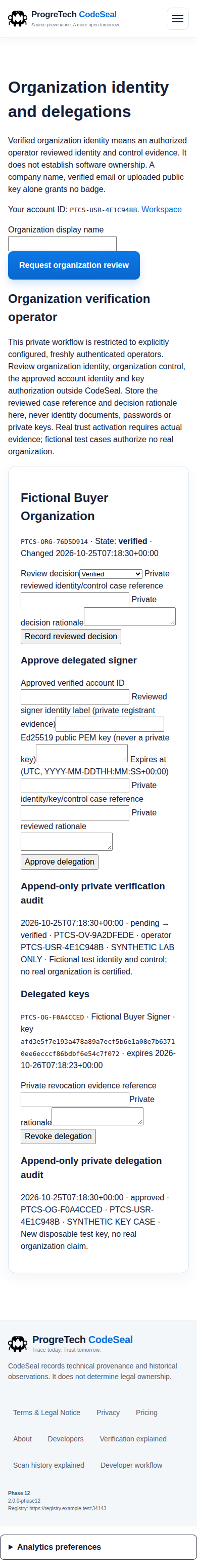 Actual mobile organization identity and delegation view